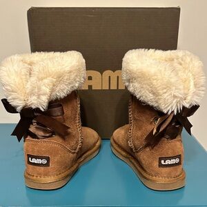 LAMO Kids Brown Boots with Cream Fur
